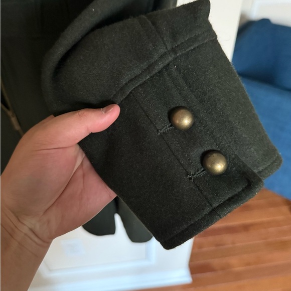 Y2K Steve Madden Sz XL Wool Blend Dark Olive Wool Blend Army Heavyweight Coat - Picture 8 of 11